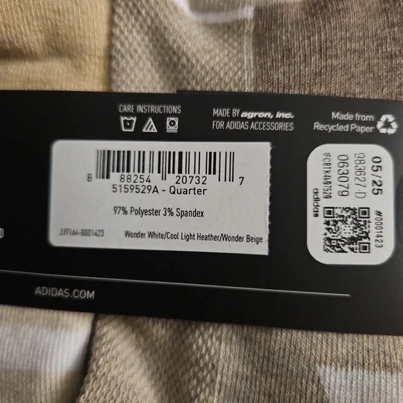 ADIDAS Womens Socks 1/4 Crew Aeroready Cushioned 6 Pair Shoe Size 5-10 - Picture 4 of 4